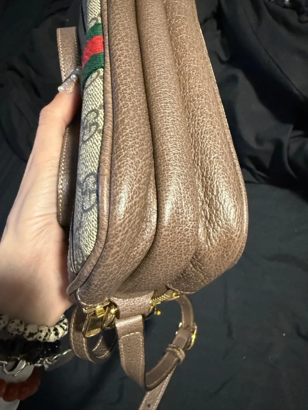 Gucci Ophidia Beige GG Supreme triple zipper Canvas Crossbody - Picture 10 of 15